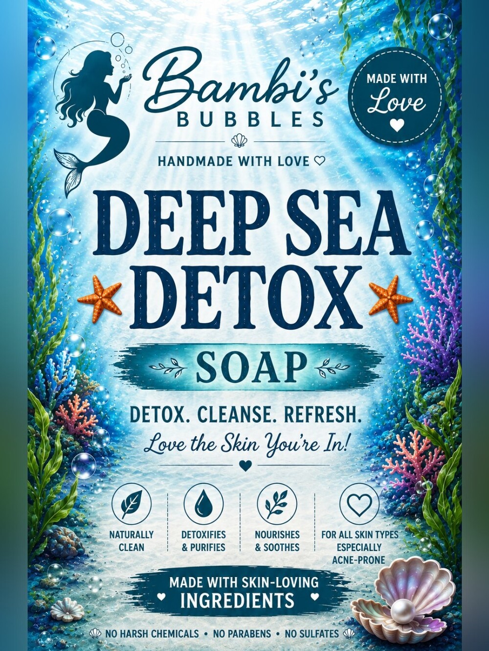 Hand Crafted Deep Sea Detox Shea Butter Soap 4oz